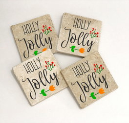 Hermia Juego de 4 Posavasos de Piedra Natural con Impresión UV